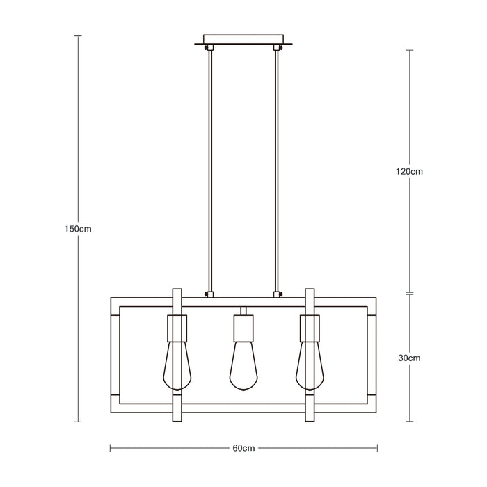 Lámpara Colgante Negro 3 Luces E27 40w