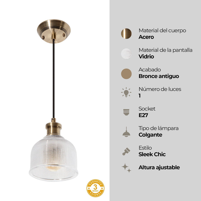 Lámpara Colgante Designers Bronce 1 Luz 60W E27