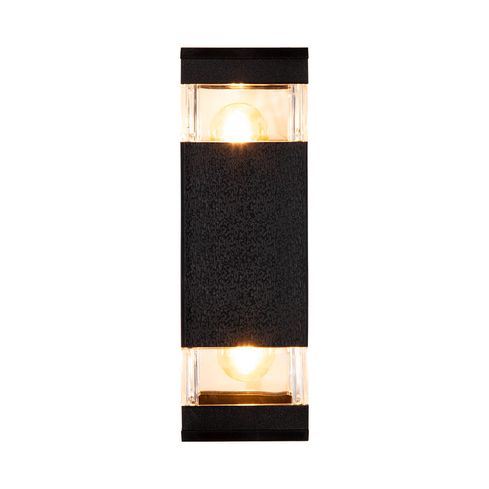 Aplique de pared negro, exterior IP44, 2 luces E27, 10W